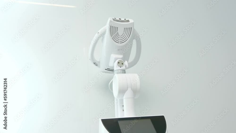 close-up of a woman's face under apparatus Beyond Poluse Plus Advanced Whitening System with Dental UV Laser Whitening Device in glasses protective against ultraviolet whitening teeth close-up of a woman's face under apparatus Beyond Poluse Plus Advanced Whitening System with Dental UV Laser Whitening Device in glasses protective against ultraviolet whitening teeth