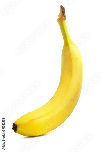 Ripe banana close-up isolated on white background.