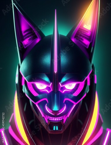 cyberpunk animal, neon cybo...