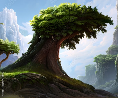 Large tree, fantasy art, Ge...