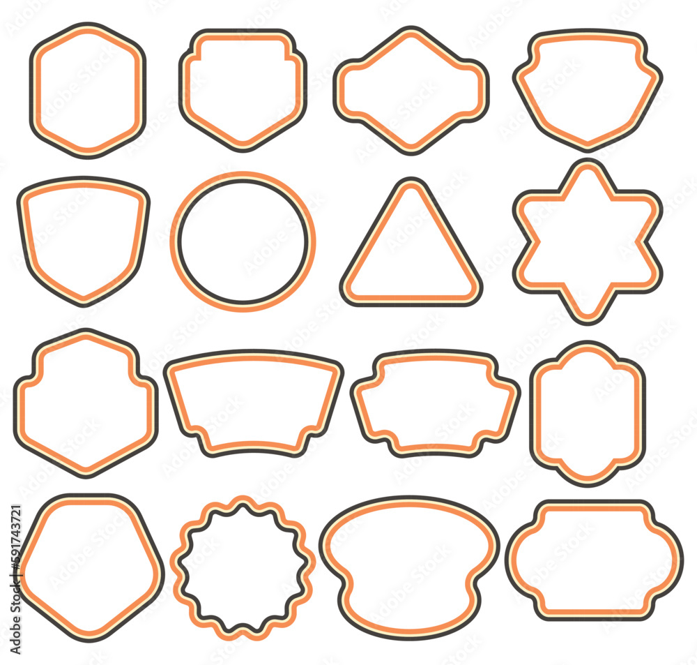 set of emblem shape, flat style design set of emblem shape, flat style design