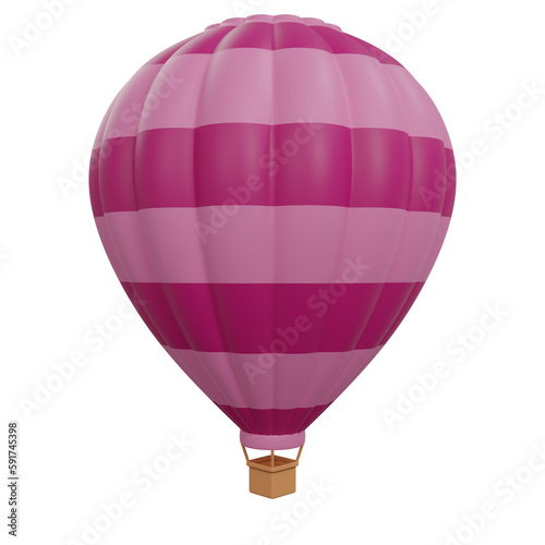 3D rendering hot air balloon isolated.