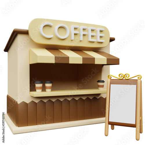 3D Cafe Corner Illustration