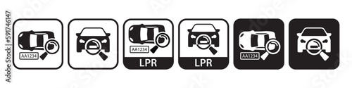 Smart LPR Camera Parking System icon vector illustration. Automated License Plate Recognition Parking Lot symbol. Monitoring and Managing Parking Lot logos. Vector illustration.