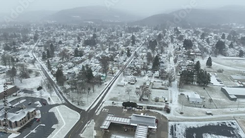 Winter drone flight over Olean, NY. photo