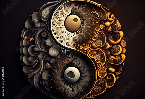 Yin Yang symbol. Generative AI photo