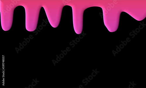 Pink condensed milk flowing on black background