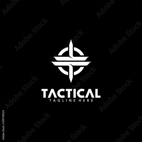 Logo for tactical military company that is a military logo tactical shield logo with letter t