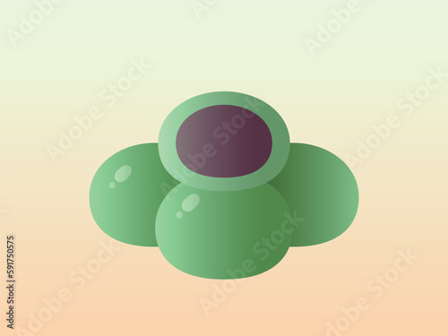 Illustration of Qingtuan or green rice ball. Traditional food around the time of Tomb Sweeping Day in china.