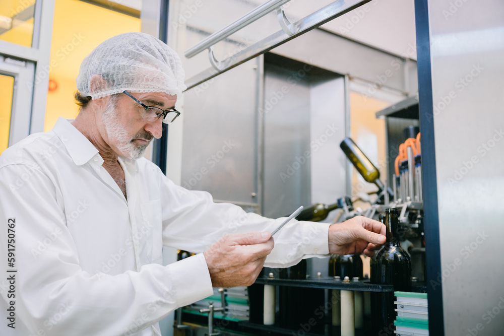 Winemaker professional standard officer work chek hygiene quality of beverage production in line drink factory Winemaker professional standard officer work chek hygiene quality of beverage production in line drink factory