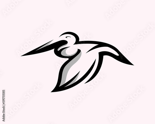 flying pelican art logo icon symbol design template illustration inspiration