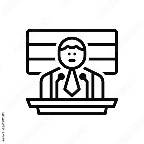 Black line icon for president 
