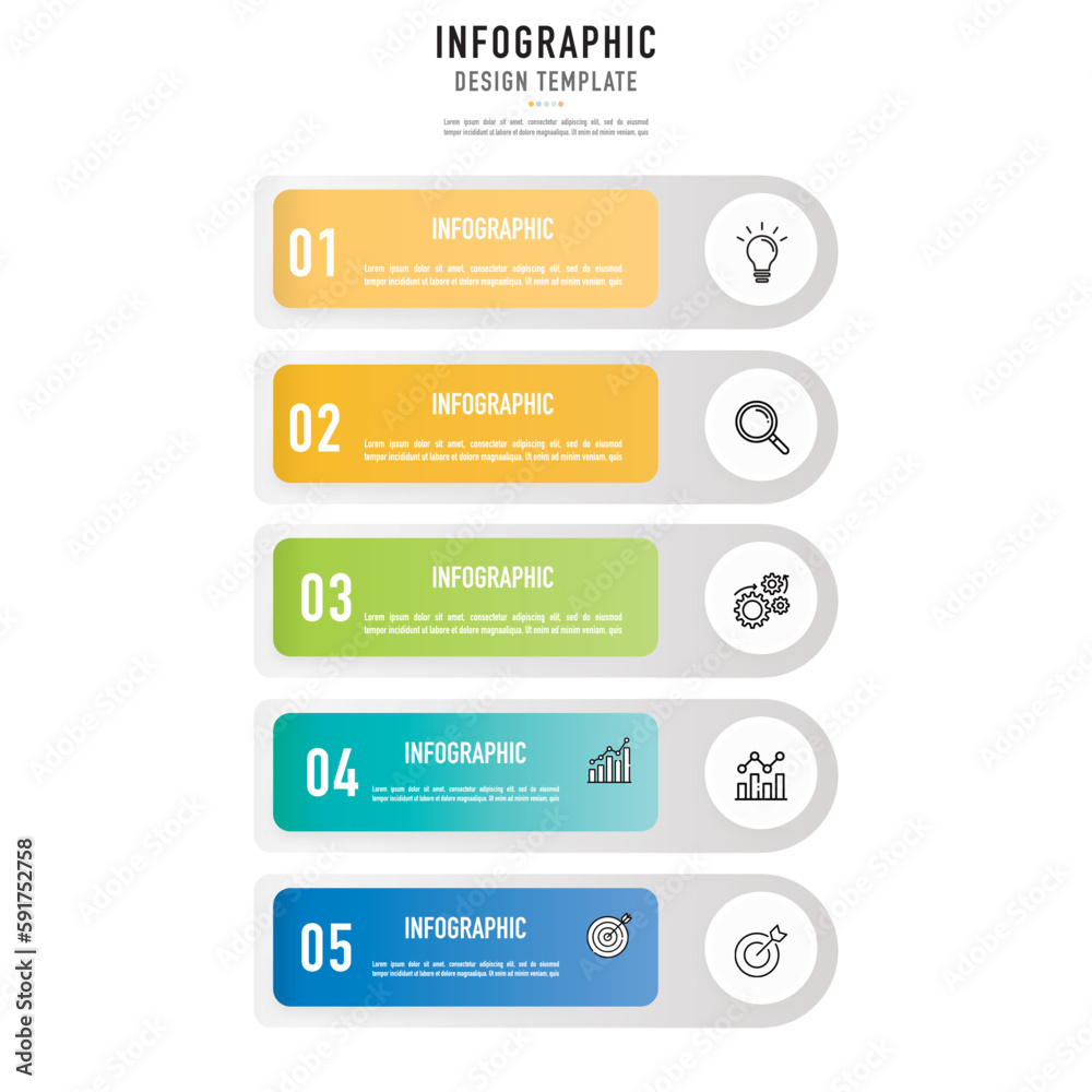Rectangular origami infographic template or element with 5 step, process, option, colorful rectangle, tag, circle, button, label, circular, icons, bar, square, menu for sale slide, internet, brochure Rectangular origami infographic template or element with 5 step, process, option, colorful rectangle, tag, circle, button, label, circular, icons, bar, square, menu for sale slide, internet, brochure
