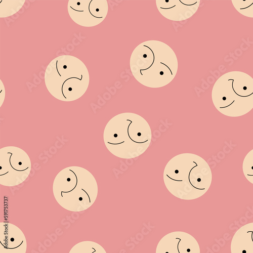 Feminine look, abstract personage, mascot design, funny face, cute icon