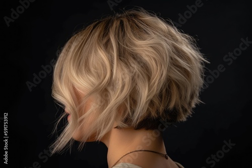 Fotobehang Bob Haircut With Textured Layers At The Back. Generative AI