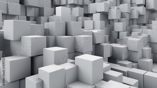 cubic building blocks background in greyish and white color, PowerPoint presentation background for data science and technological meetings. Generative AI