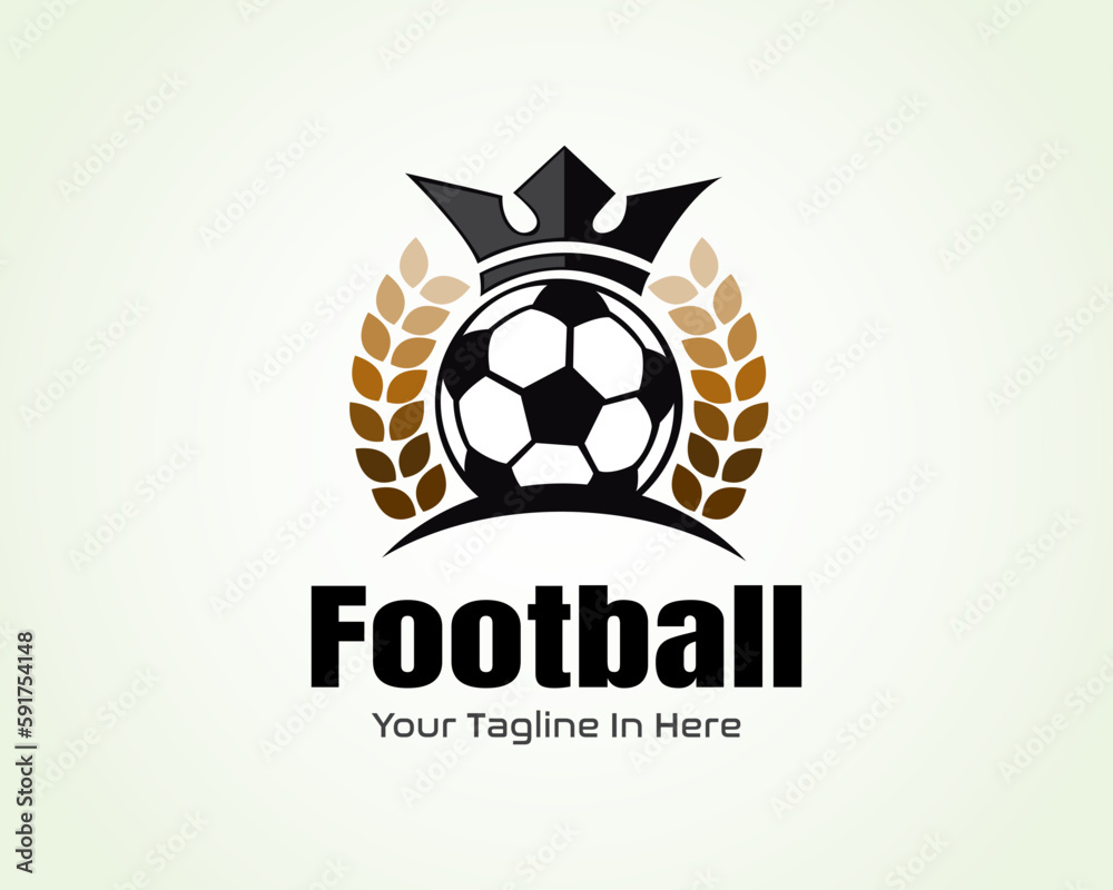 Obraz premium football team association king wheat logo symbol emblem design template illustration