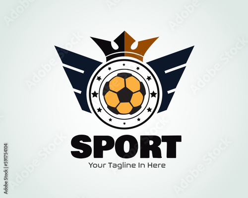 modern elegant football team wings king logo symbol emblem design template illustration