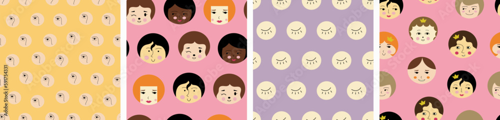 Feminine look, abstract personage, mascot design, funny face, cute icon Feminine look, abstract personage, mascot design, funny face, cute icon