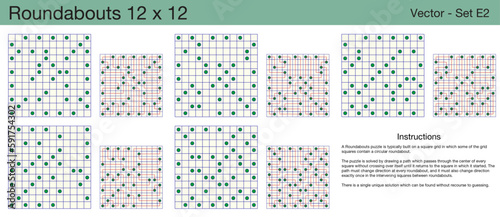 5 Roundabouts 12 x 12 Puzzles. A set of scalable puzzles for kids and adults, which are ready for web use or to be compiled into a standard or large print activity book.