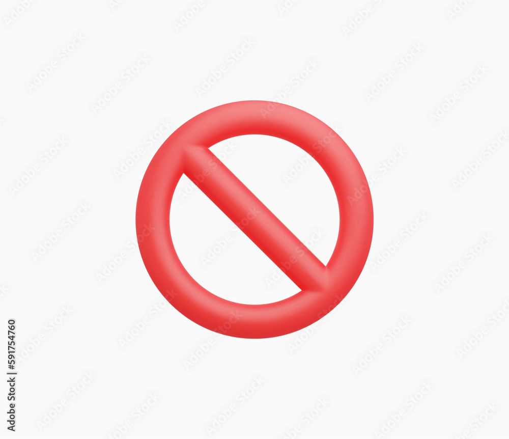 3d Realistic Red prohibited sign vector illustration. 3d Realistic Red prohibited sign vector illustration.
