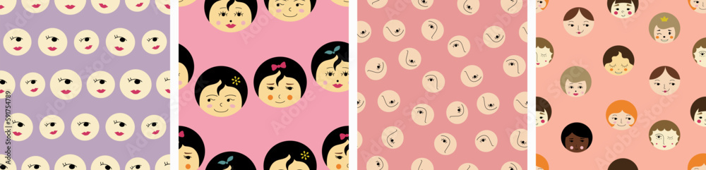 Feminine look, abstract personage, mascot design, funny face, cute icon Feminine look, abstract personage, mascot design, funny face, cute icon