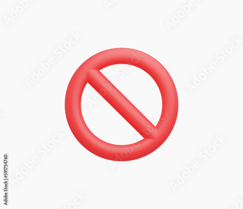 3d Realistic Red prohibited sign vector illustration.