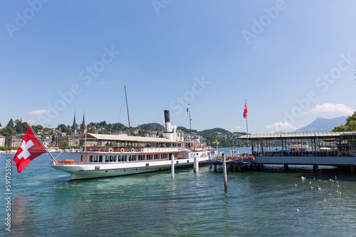 Pleasure paddle steamer on Lake Lucerne in Lucerne Switzerland