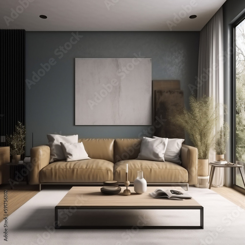 Living room Realestate Mockup Aesthetic Generative Ai © Solstice