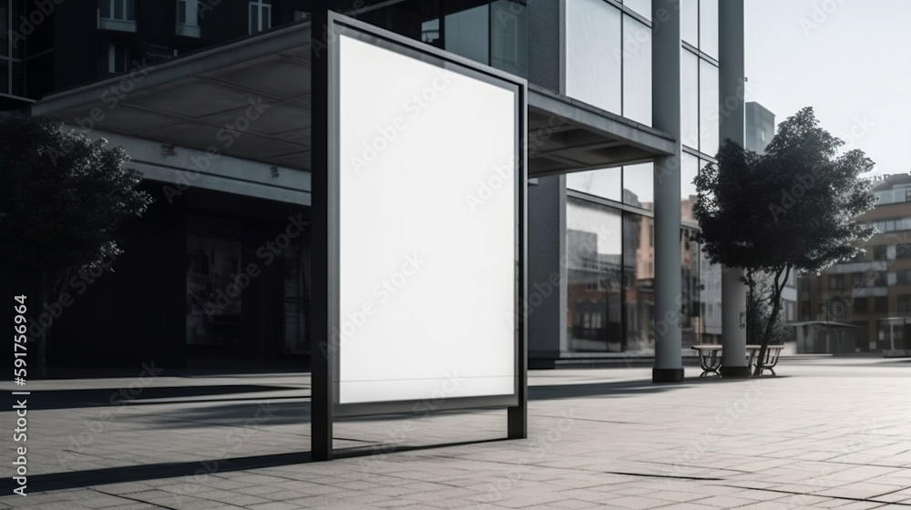 Fototapeta premium Blank an empty billboard in a busy shopping. generative ai.