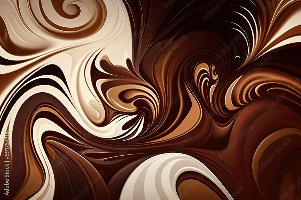 swirling, abstract brown and white background. Generative AI