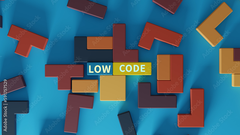 Fotografia Conceptual image of low-code as a puzzle combination