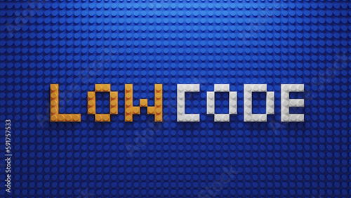 Conceptual image of low-code as a block toy combination. 3d rendering