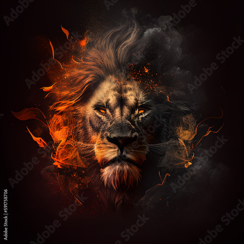 lion head in the dark