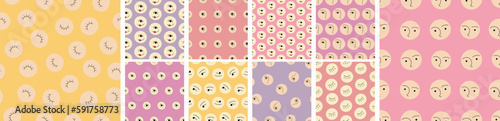 Feminine look, abstract personage, mascot design, funny face, cute icon