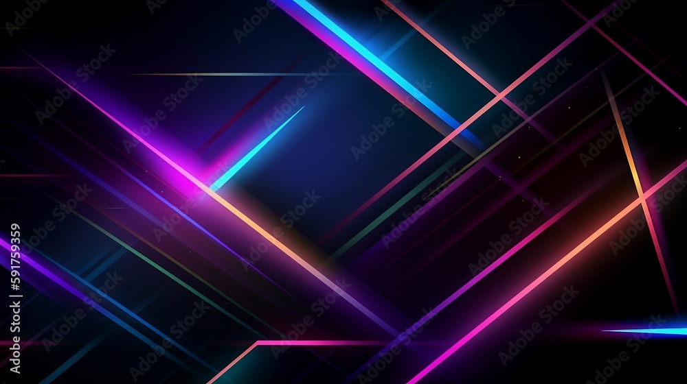 Colourful assorted futuristic lines, geometric abstract background. Created using generative AI.