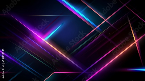 Colourful assorted futuristic lines, geometric abstract background. Created using generative AI.