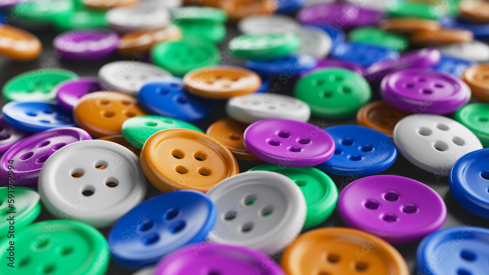 Colorful Plastic Clothes Button - 3d render Colorful Plastic Clothes Button - 3d render