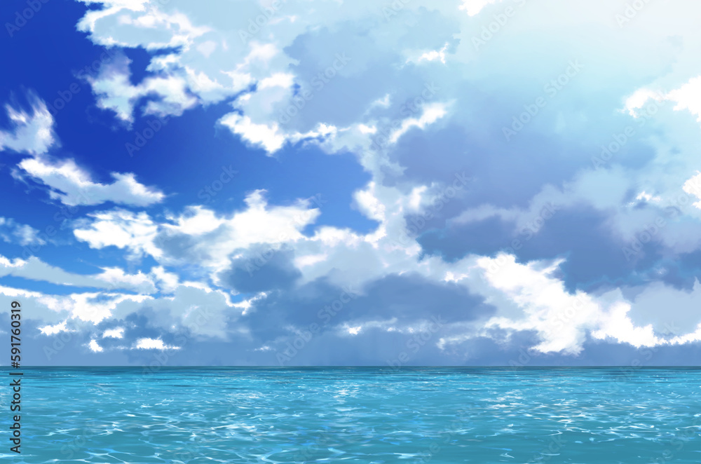 青空と海　背景イラスト