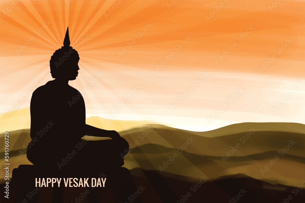 Happy vesak day buddha purnima wishes celebration card background