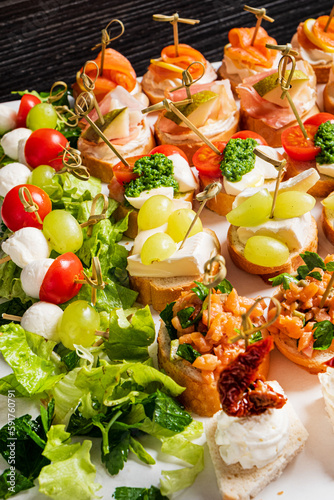 different appetizers on the catering table