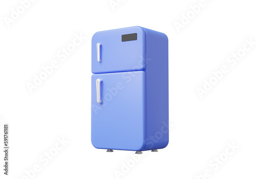 Minimal cartoon style purple vintage retro refrigerator icon on Isolated background. electronic appliance household objects design. 3d rendering illustration.