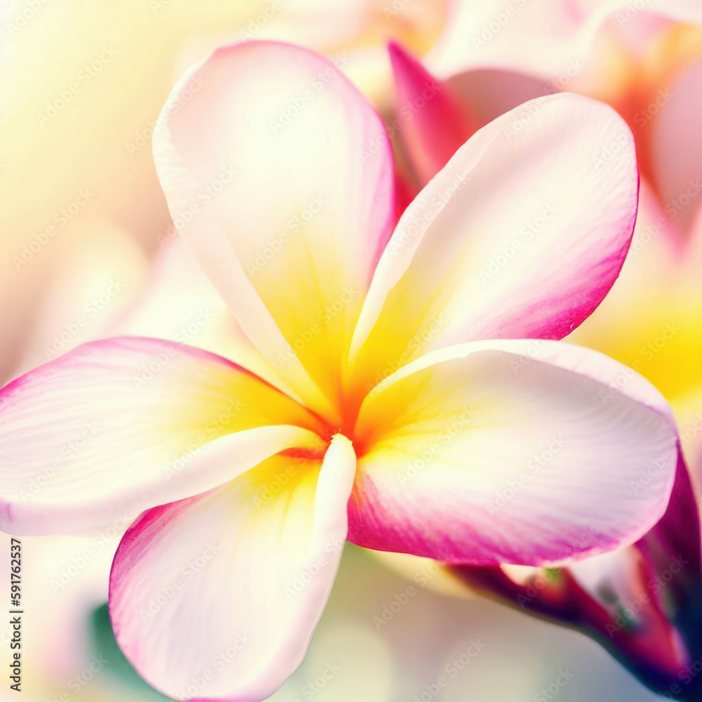 Fototapeta premium Beautiful frangipani blossom, Easter, Birthday, Mother's Day, generative ai