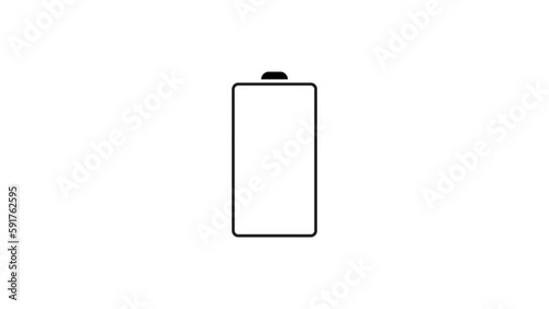 Battery charging animation on white background. Motion graphics and digital composition
