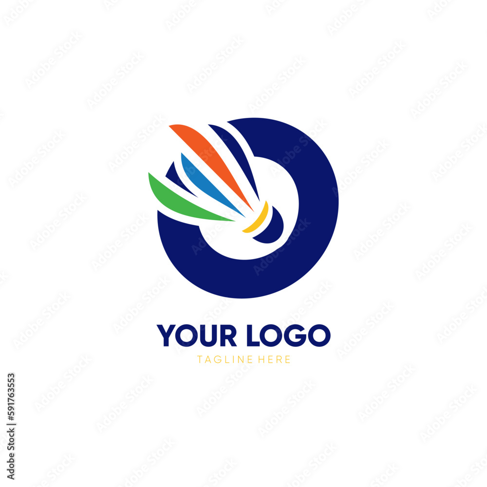 Letter O Initial Shuttlecock Logo Design Vector Icon Graphic Emblem Illustration