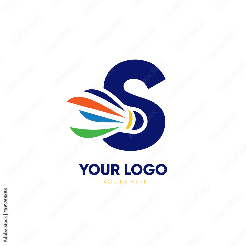 Fototapeta premium Letter S Initial Shuttlecock Logo Design Vector Icon Graphic Emblem Illustration