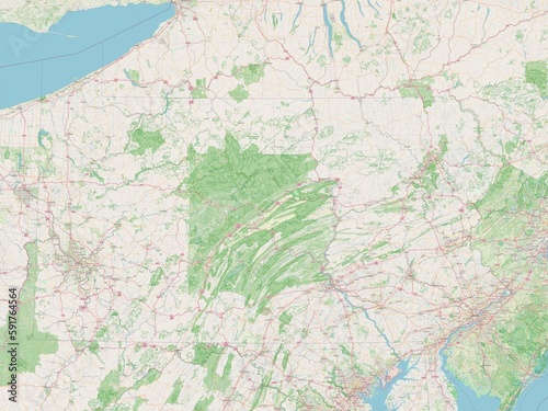 Obraz na płótnie Pennsylvania, United States of America. OSM. No legend w salonie