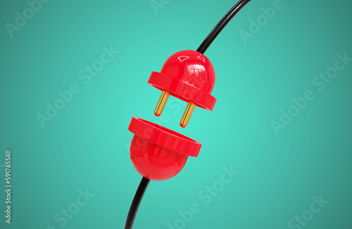 socket red electrical 3d render photo