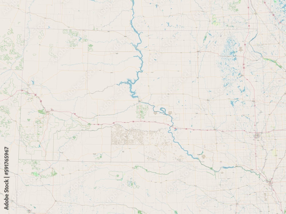 South Dakota, United States of America. OSM. No legend South Dakota, United States of America. OSM. No legend