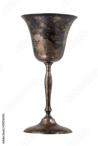 Metal decorative chalice. Transparent background.